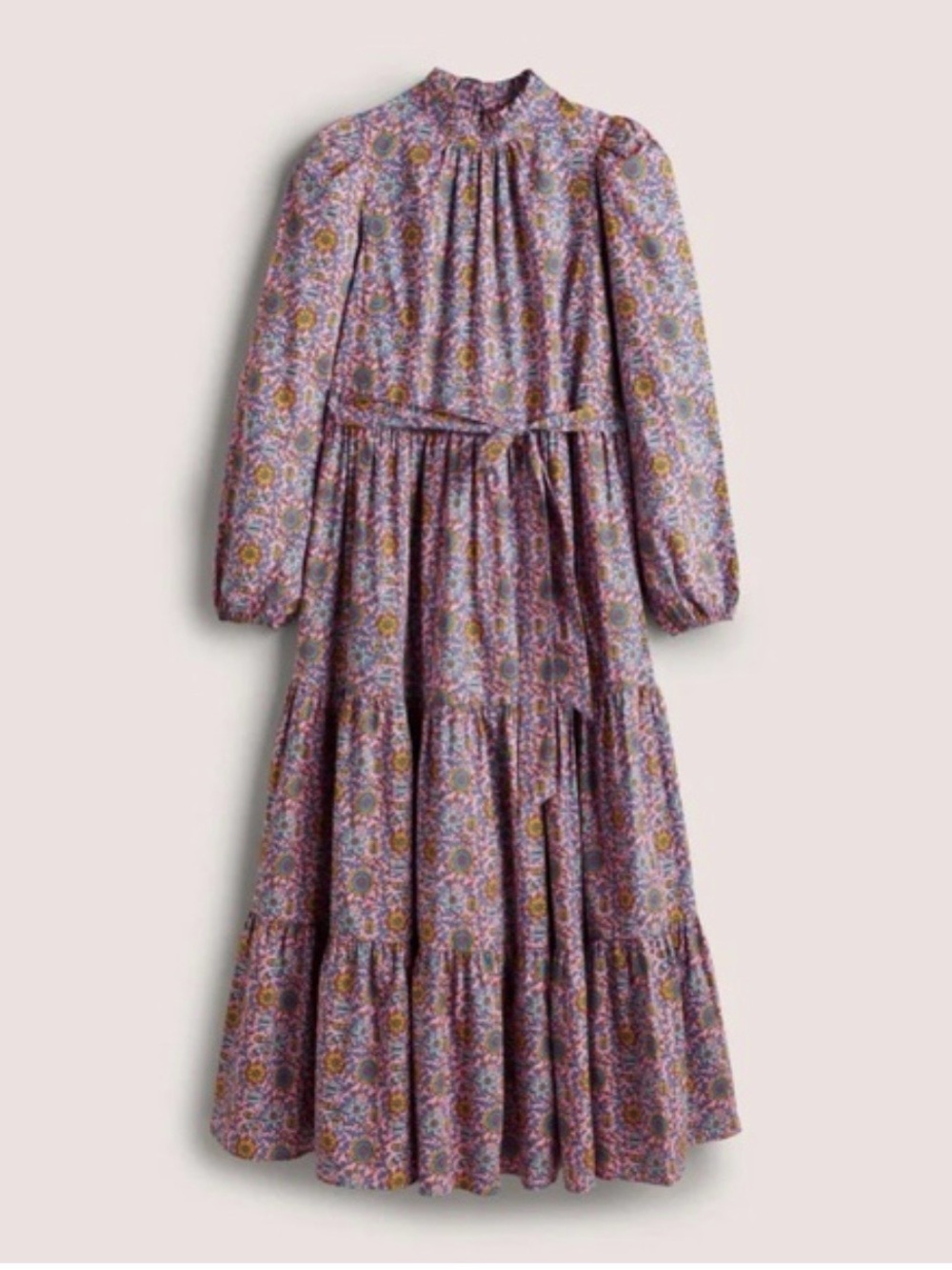 Boden Floral Tiered Long-Sleeve Maxi Dress
